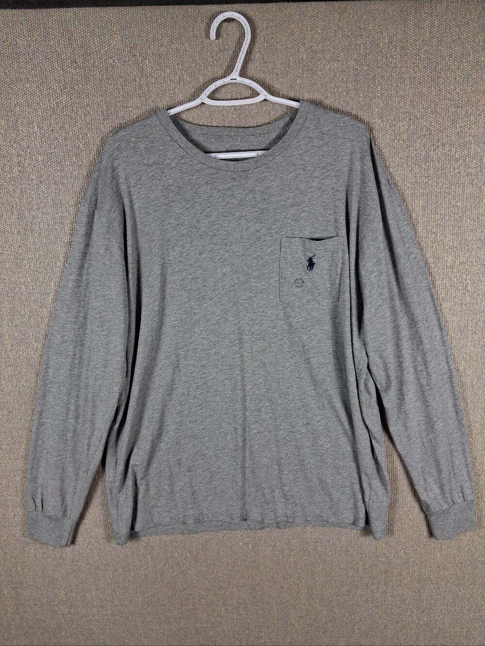 Polo Ralph Lauren Crewneck Shirt Mens Large Gray Long Sleeve Pocket Jersey